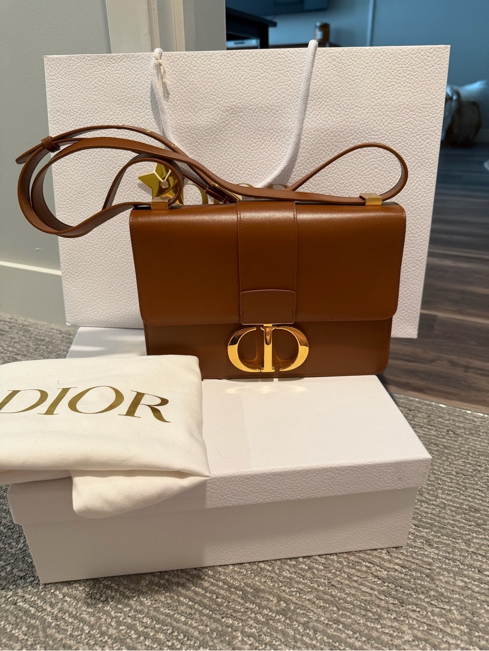 Dior 30 Montaigne Bag in Saddle Brown